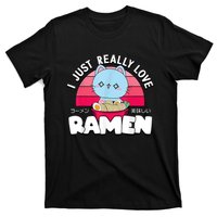 Love Ramen Japanese Gift Anime Shirt Girls Manga Kawaii Cat T-Shirt