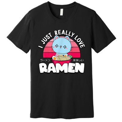 Love Ramen Japanese Gift Anime Shirt Girls Manga Kawaii Cat Premium T-Shirt