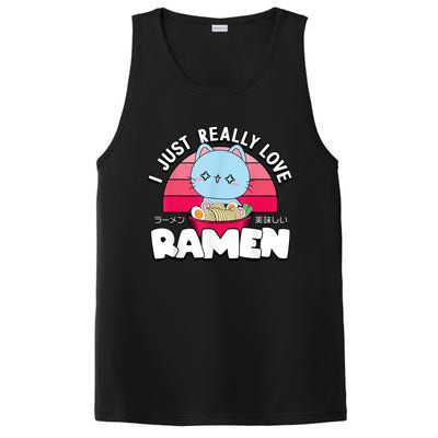 Love Ramen Japanese Gift Anime Shirt Girls Manga Kawaii Cat PosiCharge Competitor Tank