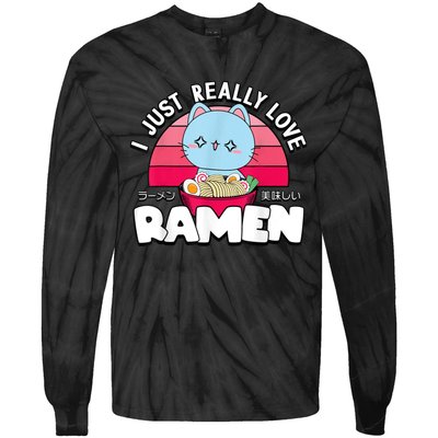 Love Ramen Japanese Gift Anime Shirt Girls Manga Kawaii Cat Tie-Dye Long Sleeve Shirt