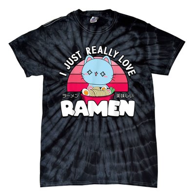 Love Ramen Japanese Gift Anime Shirt Girls Manga Kawaii Cat Tie-Dye T-Shirt