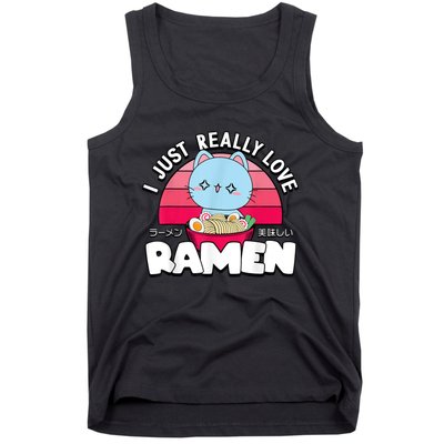 Love Ramen Japanese Gift Anime Shirt Girls Manga Kawaii Cat Tank Top