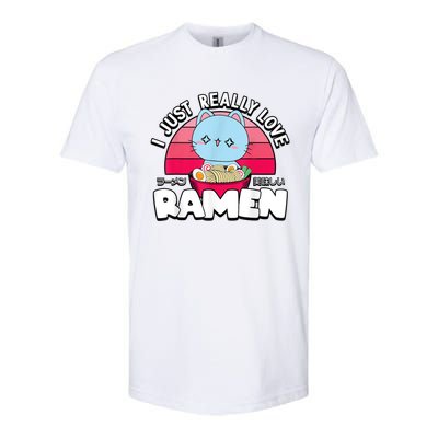 Love Ramen Japanese Gift Anime Shirt Girls Manga Kawaii Cat Softstyle CVC T-Shirt