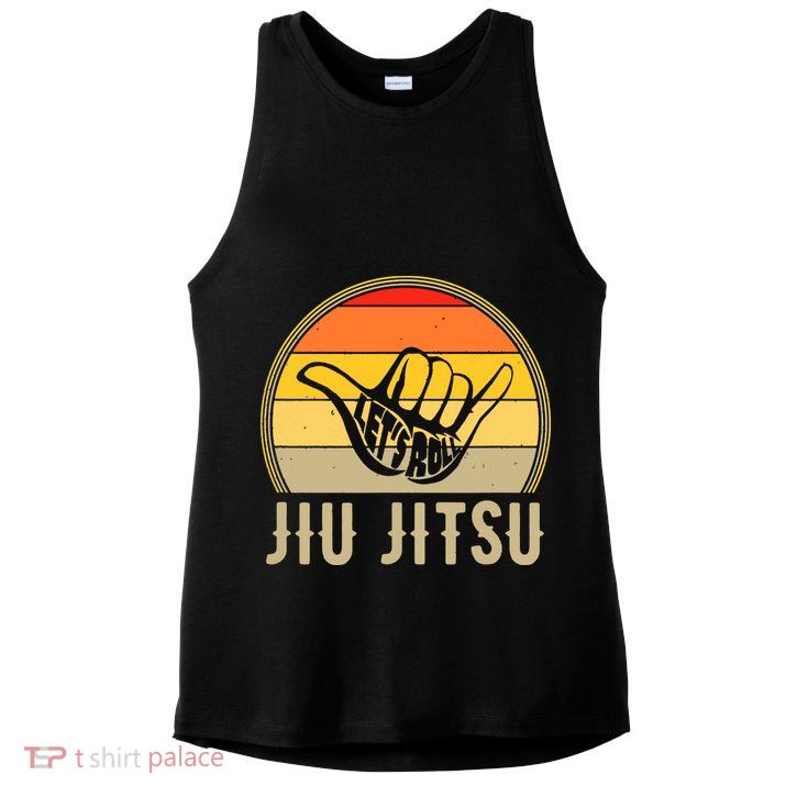 Let's Roll Jiu Jitsu Hand Vintage Sunset Funny Martial Arts Ladies PosiCharge Tri-Blend Wicking Tank