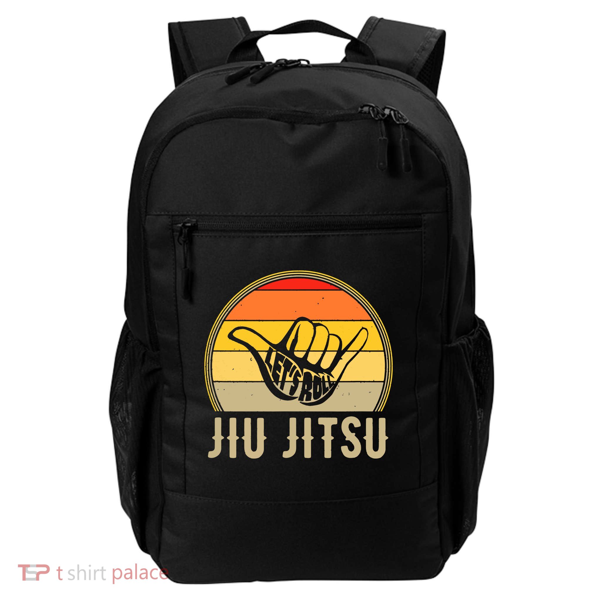 Let's Roll Jiu Jitsu Hand Vintage Sunset Funny Martial Arts Backpack