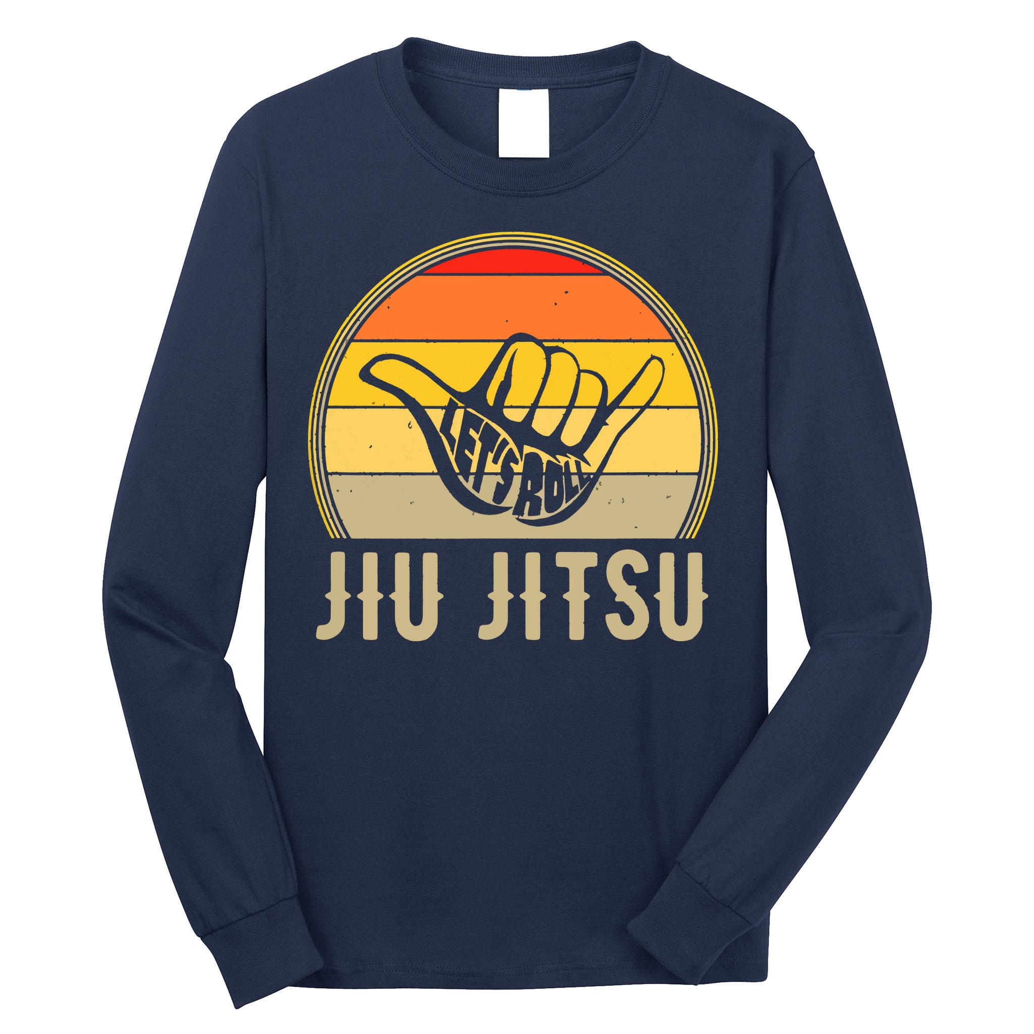 Let's Roll Jiu Jitsu Hand Vintage Sunset Funny Martial Arts Long Sleeve Shirt