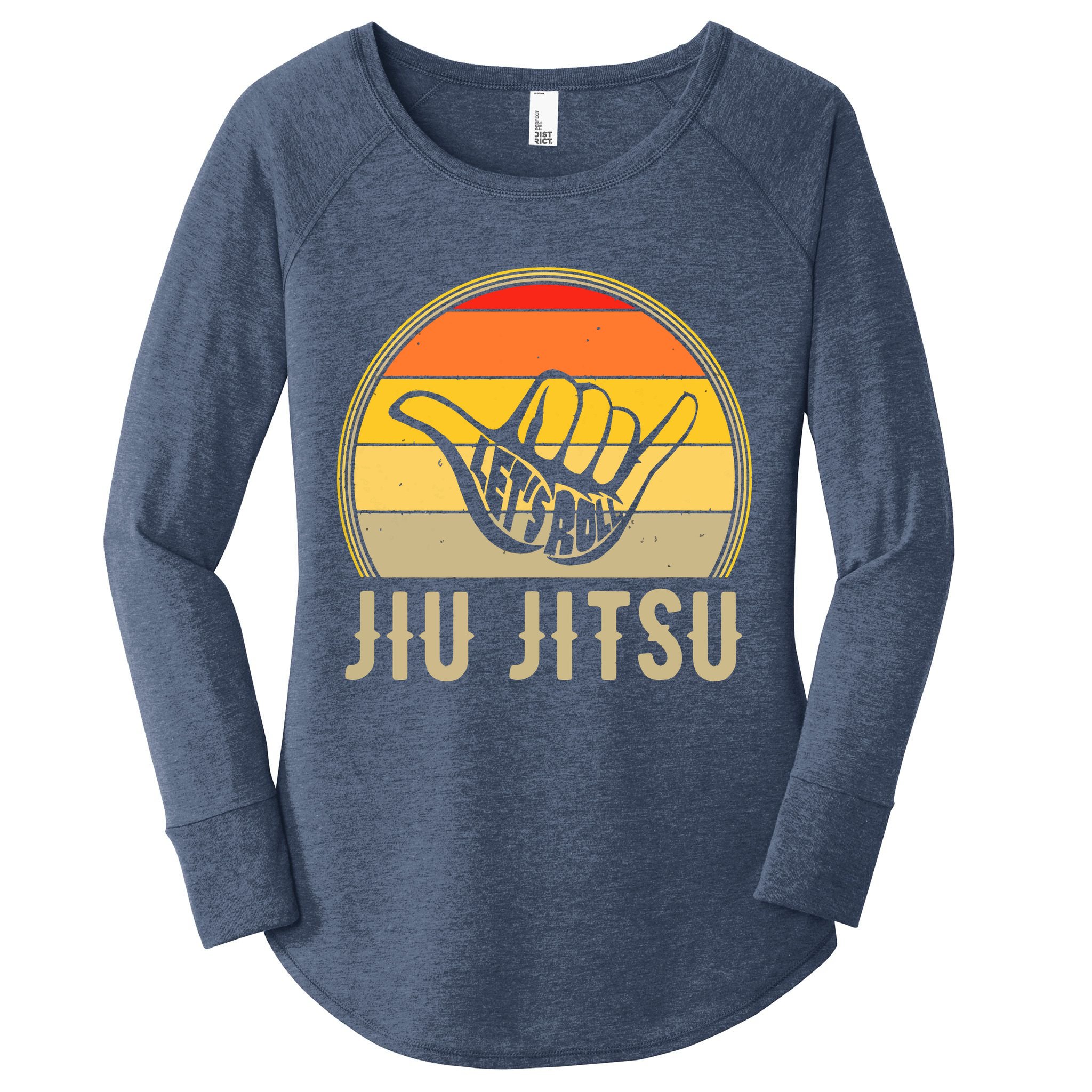Let's Roll Jiu Jitsu Hand Vintage Sunset Funny Martial Arts Women's Perfect Tri Tunic Long Sleeve Shirt