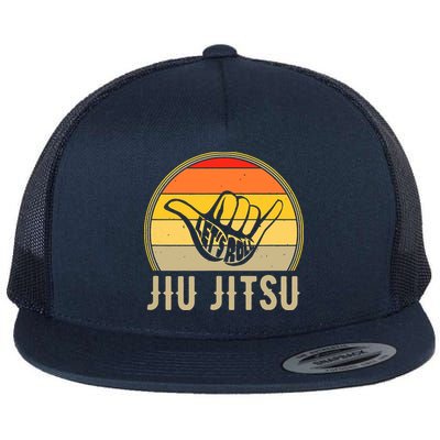 Let's Roll Jiu Jitsu Hand Vintage Sunset Funny Martial Arts Flatbill Hat