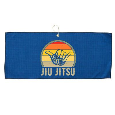 Let's Roll Jiu Jitsu Hand Vintage Sunset Funny Martial Arts Large Microfiber Waffle Golf Towel