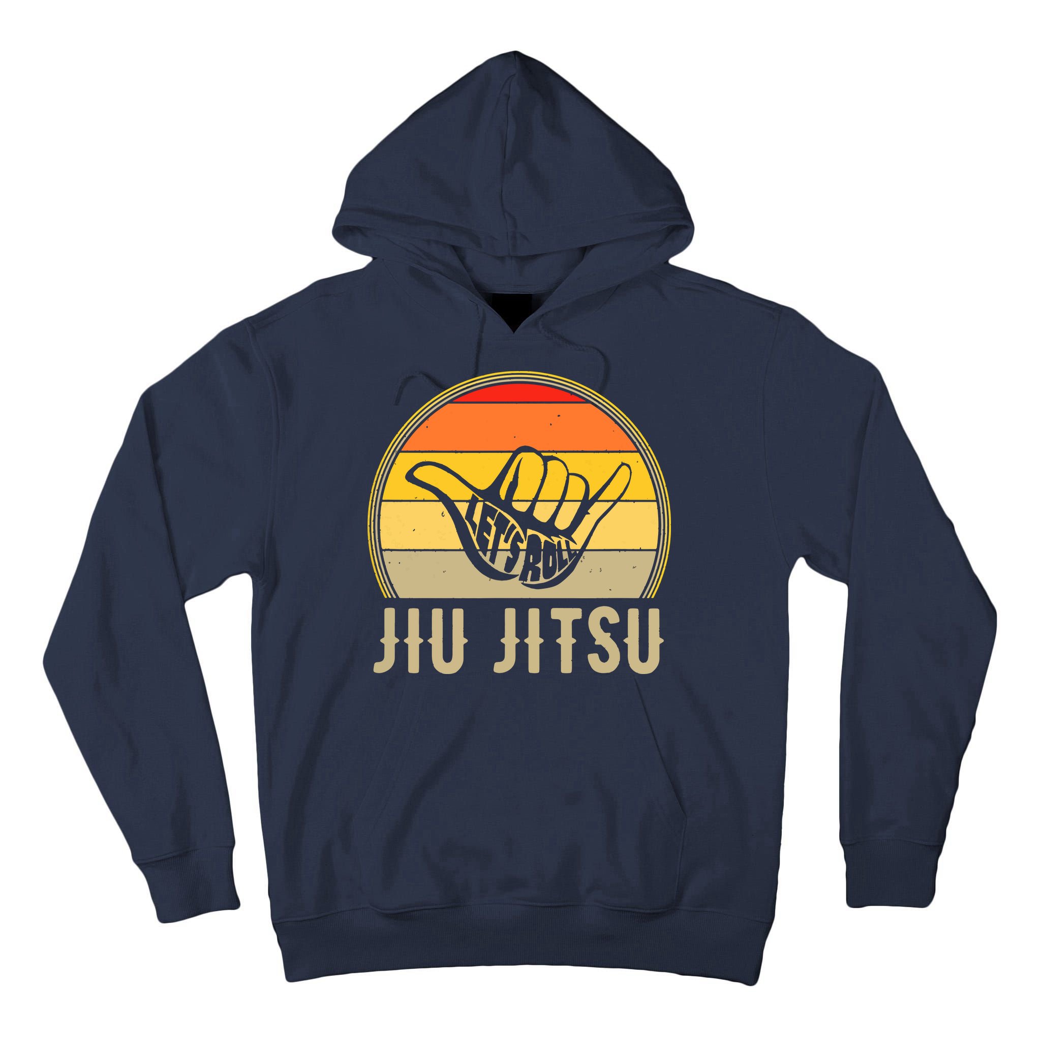 Let's Roll Jiu Jitsu Hand Vintage Sunset Funny Martial Arts Tall Hoodie