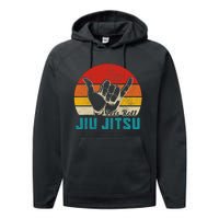 Let's Roll Jiu Jitsu MMA Retro Sunset Funny BJJ Fighter Performance Fleece Hoodie