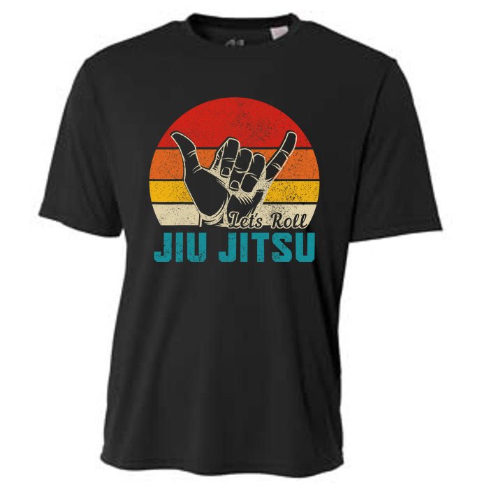 Let's Roll Jiu Jitsu MMA Retro Sunset Funny BJJ Fighter Cooling Performance Crew T-Shirt