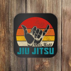 Let's Roll Jiu Jitsu MMA Retro Sunset Funny BJJ Fighter Coaster