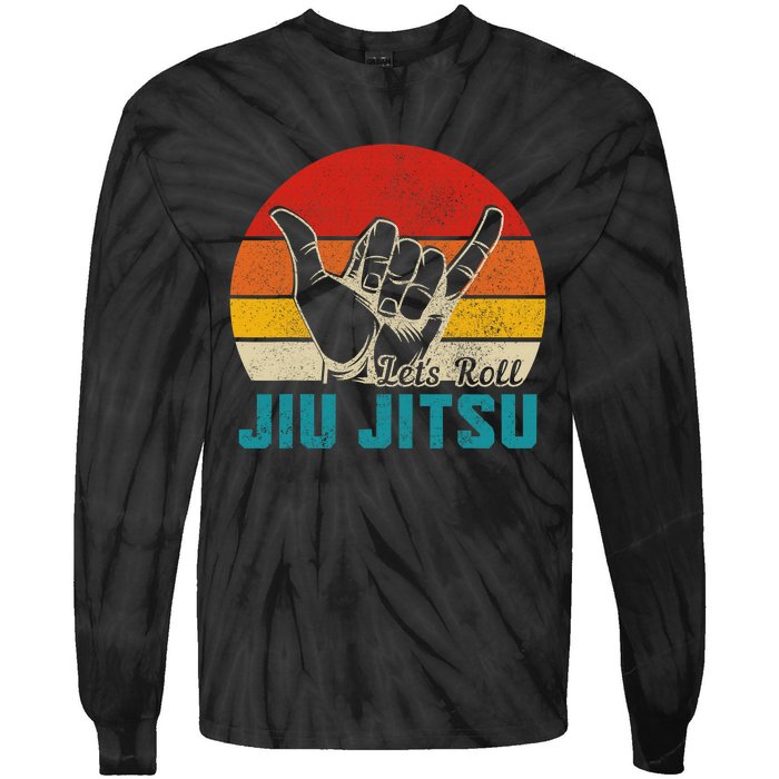 Let's Roll Jiu Jitsu MMA Retro Sunset Funny BJJ Fighter Tie-Dye Long Sleeve Shirt