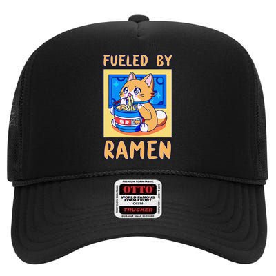 Love Ramen Japanese Noodles Kawaii Cat High Crown Mesh Back Trucker Hat