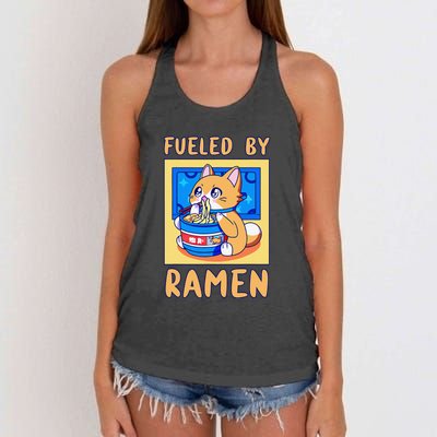 Love Ramen Japanese Noodles Kawaii Cat Women's Knotted Racerback Tank