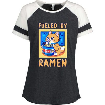 Love Ramen Japanese Noodles Kawaii Cat Enza Ladies Jersey Colorblock Tee