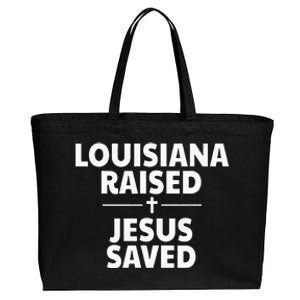 Louisiana Raised Jesus Saved Cotton Canvas Jumbo Tote