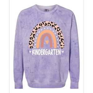 Leopard Rainbow Kindergarten Teacher Back to School Retro Colorblast Crewneck Sweatshirt