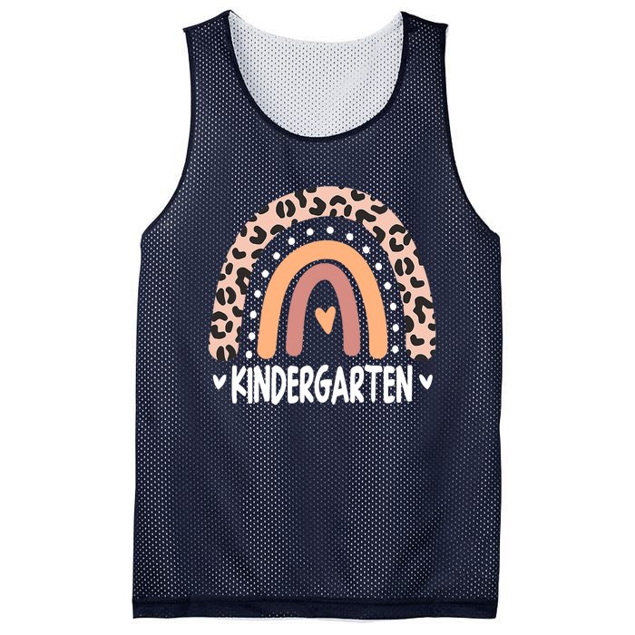 Leopard Rainbow Kindergarten Teacher Back to School Retro Mesh Reversible Basketball Jersey Tank