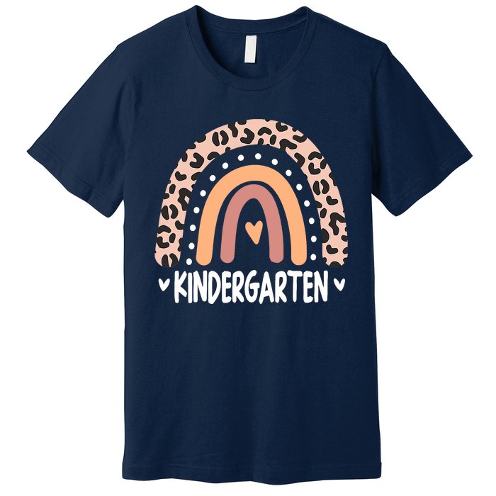 Leopard Rainbow Kindergarten Teacher Back to School Retro Premium T-Shirt