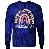 Leopard Rainbow Kindergarten Teacher Back to School Retro Tie-Dye Long Sleeve Shirt