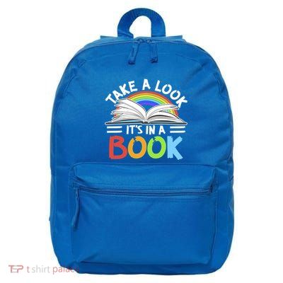 Love Reading Love Rainbows Gift Retro Rainbow Design Design Meaningful Gift 16 in Basic Backpack