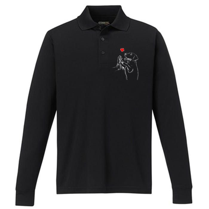 Labrador Retriever Love Golden Black Lab Dad Mom Performance Long Sleeve Polo