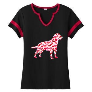 Labrador Retriever Love Heart Dog Valentine's Day Ladies Halftime Notch Neck Tee