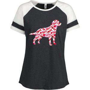 Labrador Retriever Love Heart Dog Valentine's Day Enza Ladies Jersey Colorblock Tee