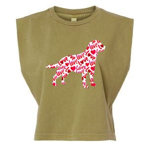 Labrador Retriever Love Heart Dog Valentine's Day Garment-Dyed Women's Muscle Tee