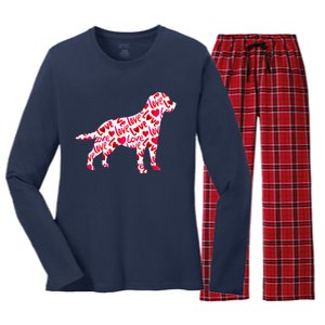 Labrador Retriever Love Heart Dog Valentine's Day Women's Long Sleeve Flannel Pajama Set 