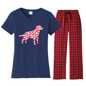 Labrador Retriever Love Heart Dog Valentine's Day Women's Flannel Pajama Set