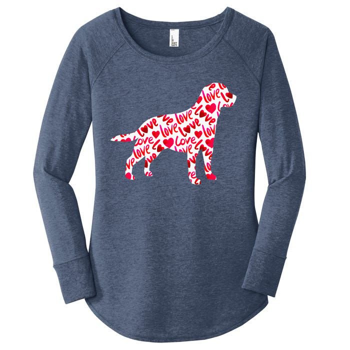 Labrador Retriever Love Heart Dog Valentine's Day Women's Perfect Tri Tunic Long Sleeve Shirt