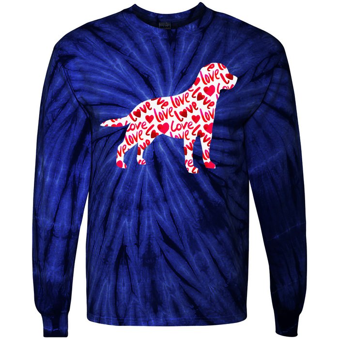 Labrador Retriever Love Heart Dog Valentine's Day Tie-Dye Long Sleeve Shirt