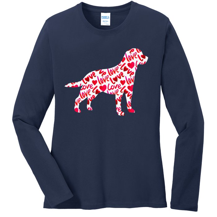 Labrador Retriever Love Heart Dog Valentine's Day Ladies Long Sleeve Shirt