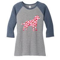 Labrador Retriever Love Heart Dog Valentine's Day Women's Tri-Blend 3/4-Sleeve Raglan Shirt