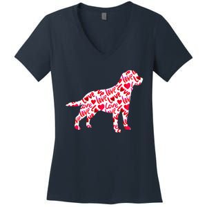 Labrador Retriever Love Heart Dog Valentine's Day Women's V-Neck T-Shirt