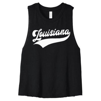 Louisiana Retro Women's Racerback Cropped Tank