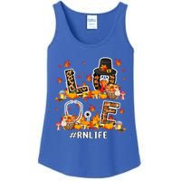 Love Rn Life Thanksgiving Nurse Leopard Fall Leaf Turkey Gift Ladies Essential Tank