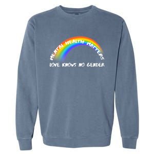 Lgbtq Rainbow Love Knows No Gender Funny Gift Garment-Dyed Sweatshirt