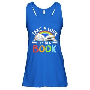 Love Reading Love Rainbows Gift Retro Rainbow Design Design Gift Ladies Essential Flowy Tank