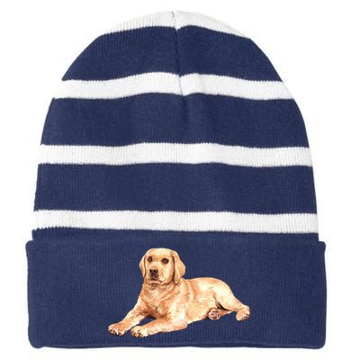 Labrador Retriever Striped Beanie with Solid Band