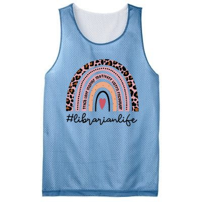 Librarian Rainbow Leopard Funny School Librarian Gift Mesh Reversible Basketball Jersey Tank