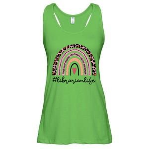 Librarian Rainbow Leopard Funny School Librarian Gift Ladies Essential Flowy Tank