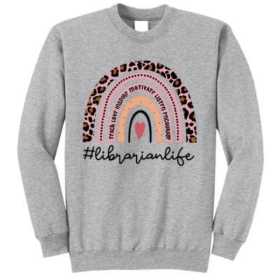 Librarian Rainbow Leopard Funny School Librarian Gift Sweatshirt