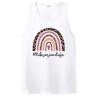 Librarian Rainbow Leopard Funny School Librarian Gift PosiCharge Competitor Tank