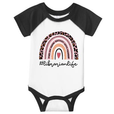 Librarian Rainbow Leopard Funny School Librarian Gift Infant Baby Jersey Bodysuit