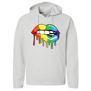 Lgbt Rainbow Lip Pro Pride Month Performance Fleece Hoodie