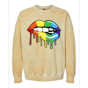 Lgbt Rainbow Lip Pro Pride Month Colorblast Crewneck Sweatshirt